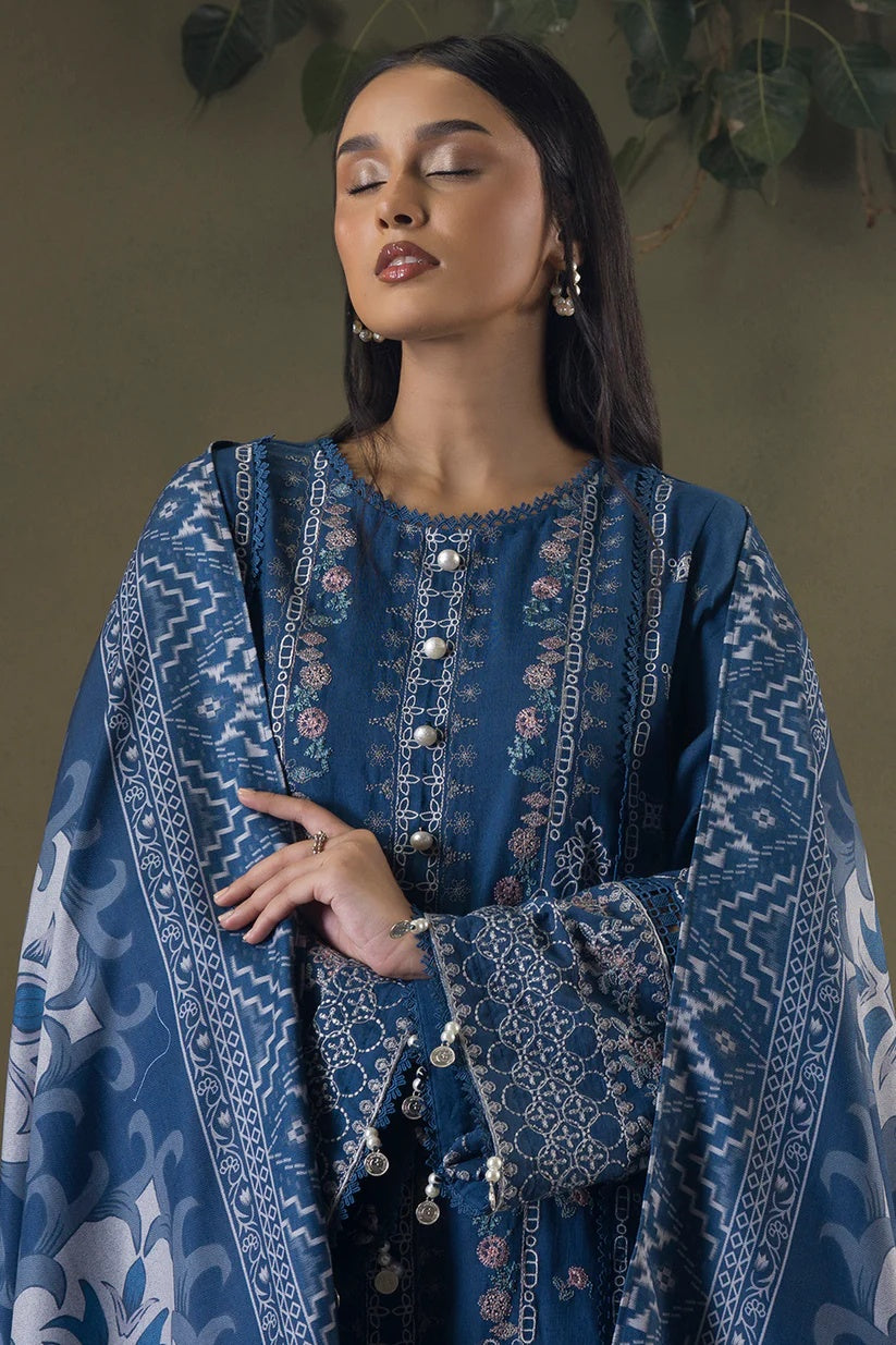 Embroidered Shirt Shalwar Shawl-WUW25E30234