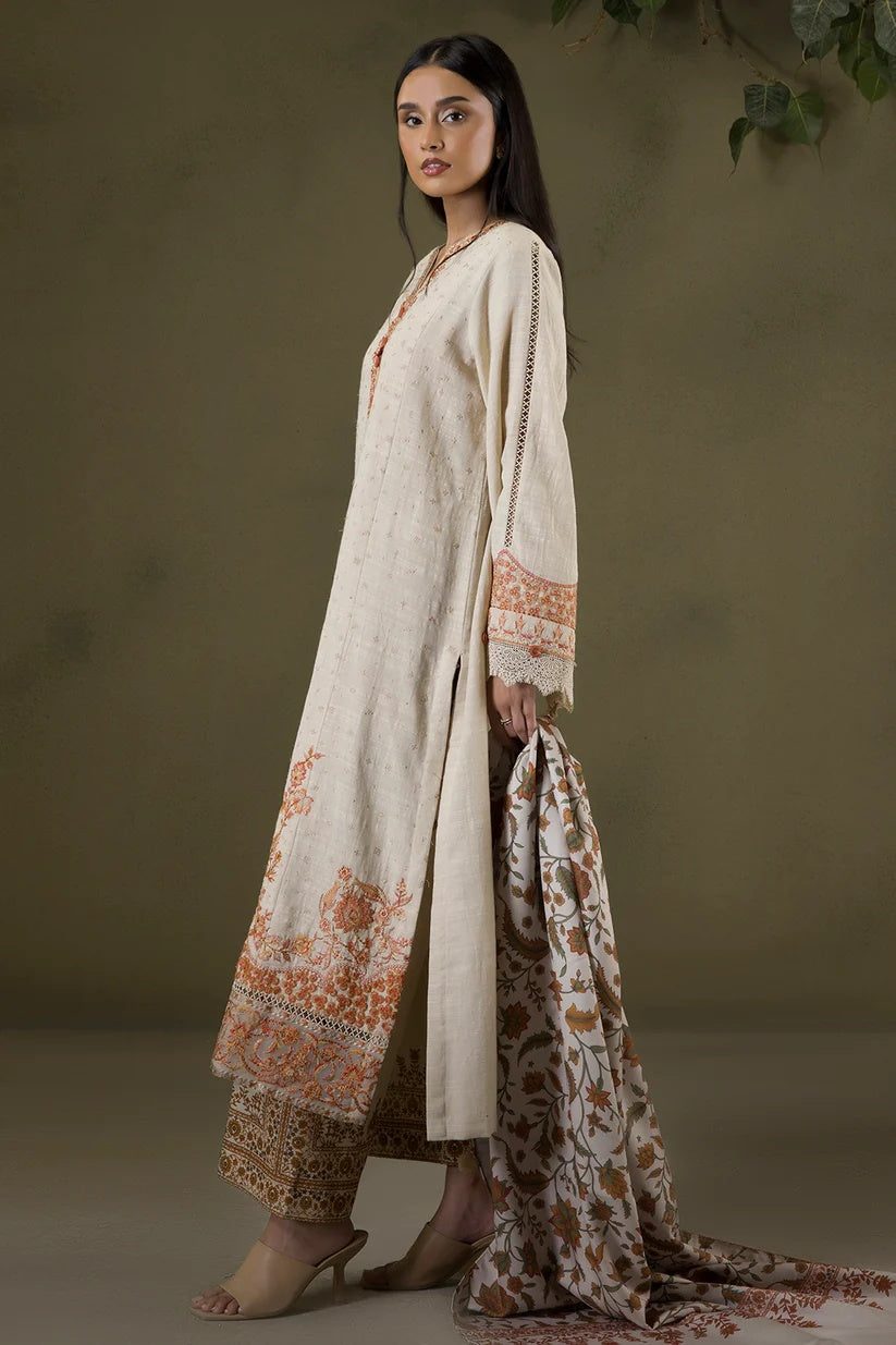 Embroidered Shirt Shalwar Shawl-WUW25E30235