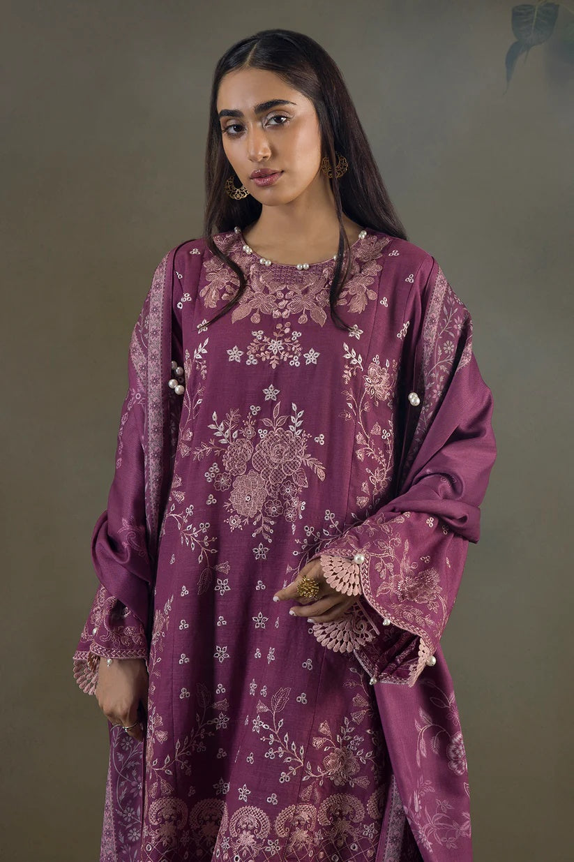 Embroidered Shirt Shalwar Shawl-WUW25E30236