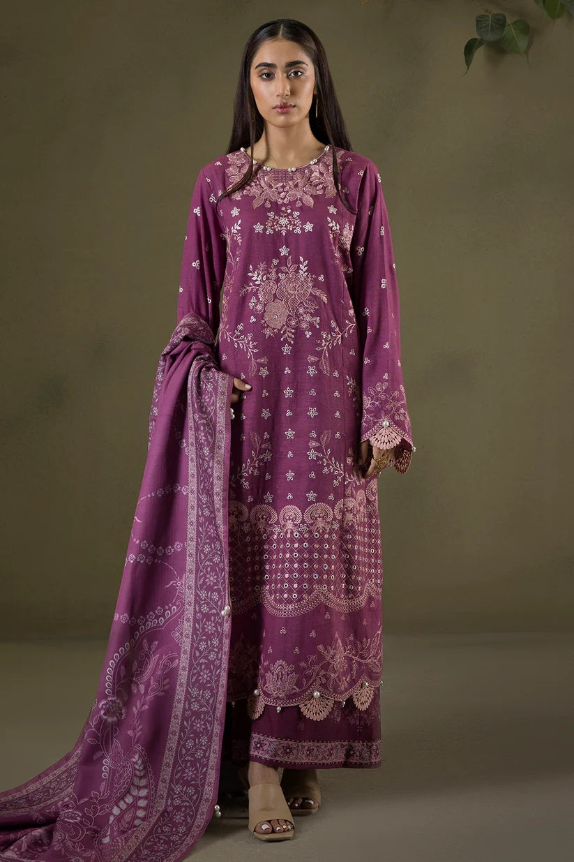 Embroidered Shirt Shalwar Shawl-WUW25E30236