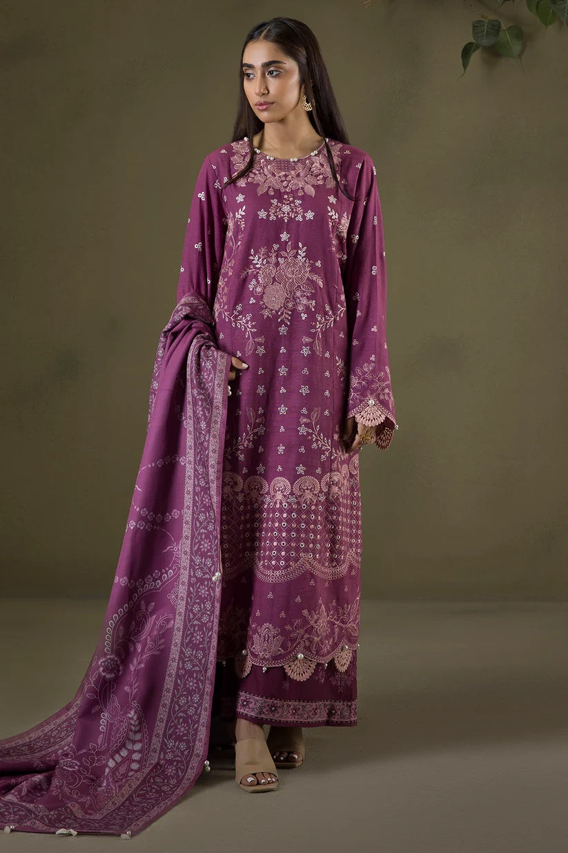 Embroidered Shirt Shalwar Shawl-WUW25E30236
