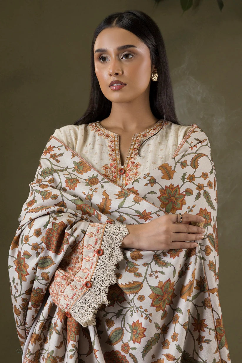 Embroidered Shirt Shalwar Shawl-WUW25E30235