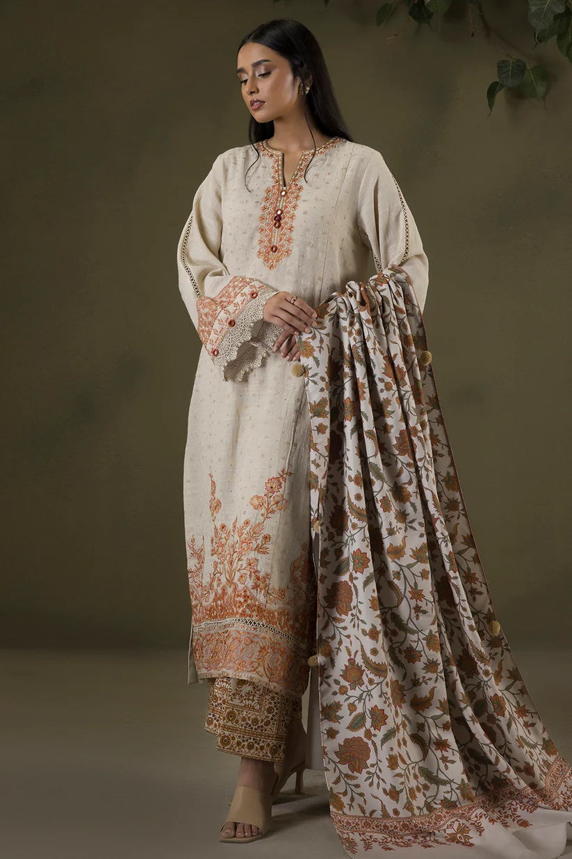 Embroidered Shirt Shalwar Shawl-WUW25E30235