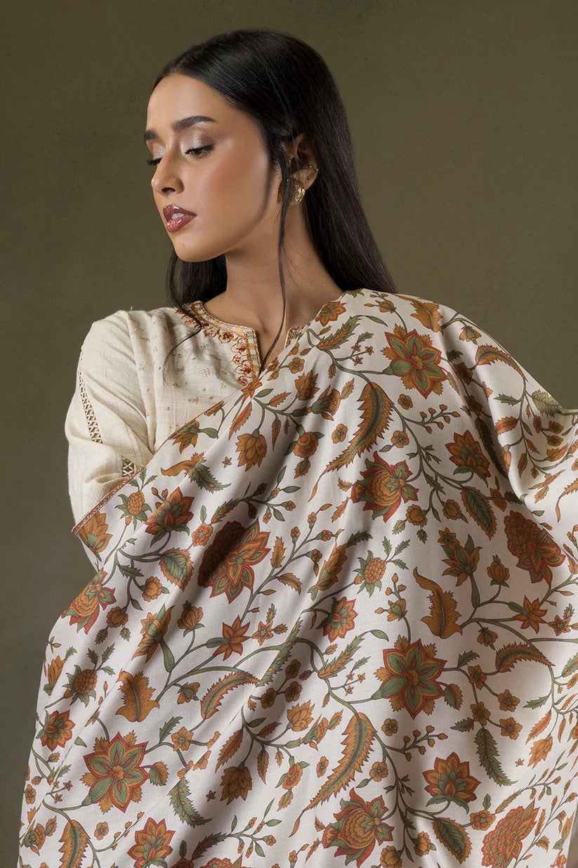 Embroidered Shirt Shalwar Shawl-WUW25E30235
