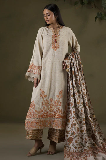 Embroidered Shirt Shalwar Shawl-WUW25E30235