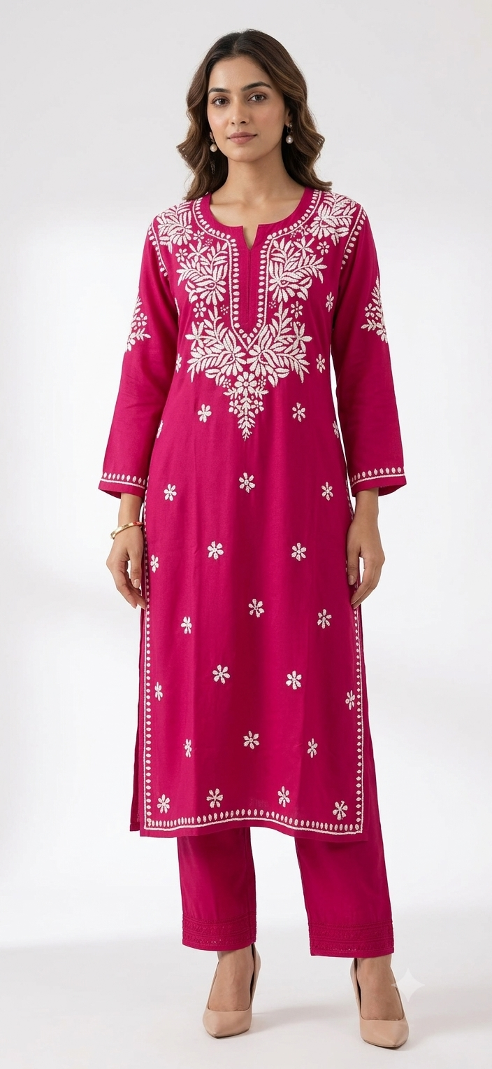 Gulnaar Grace – Modal Chikankari Kurta Trouser Set