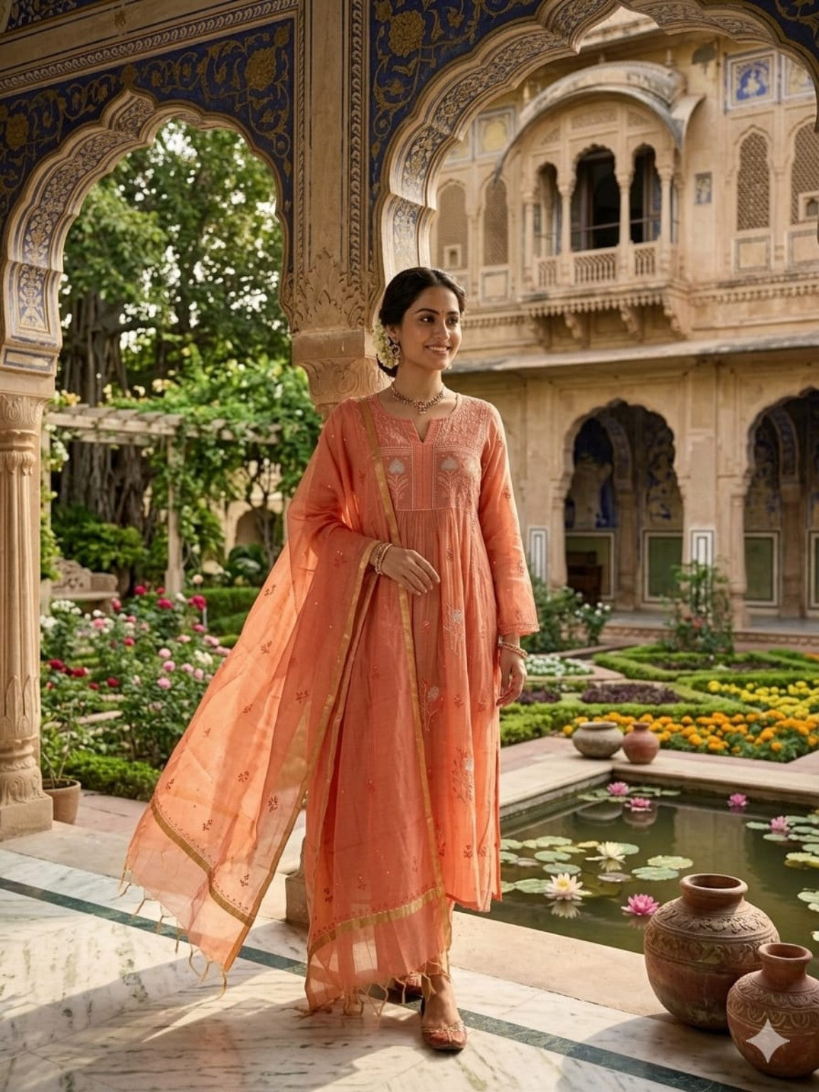 Gulnaar Grace-Mul Chanderi Set