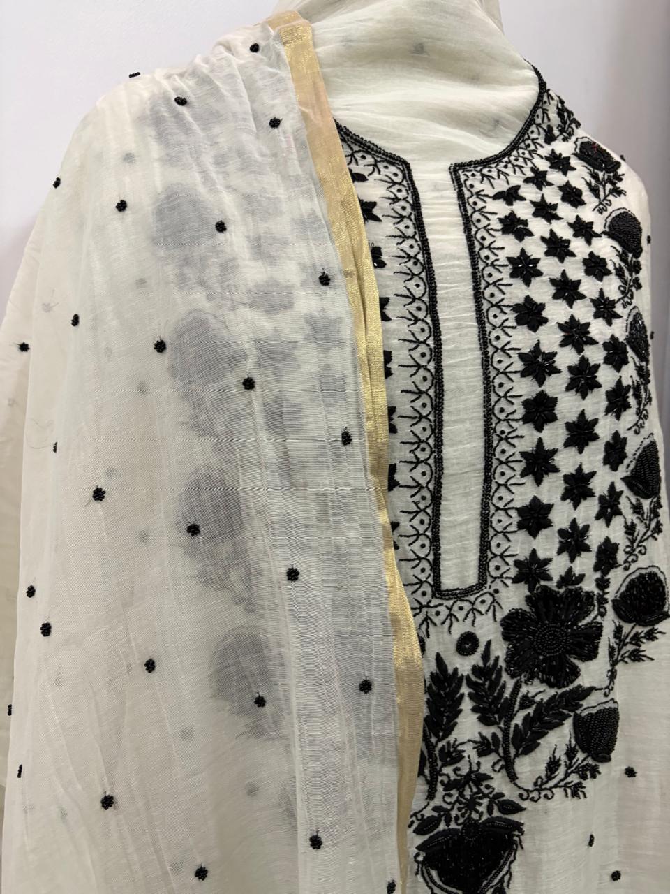 Noor-e-Siyah – Pure Mul Chanderi Unstitched 2 Piece Suit