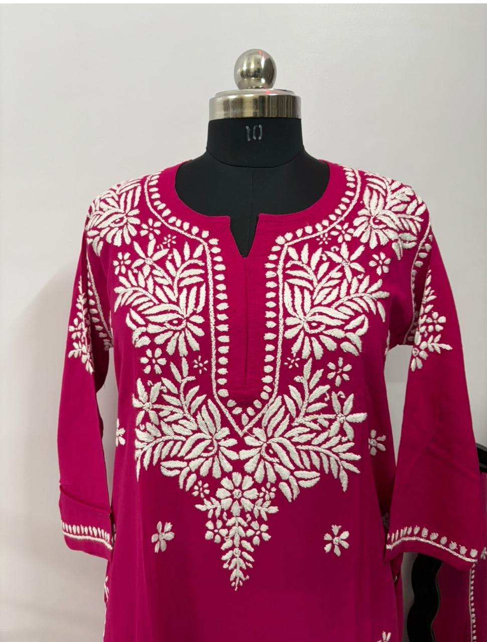 Gulnaar Grace – Modal Chikankari Kurta Trouser Set
