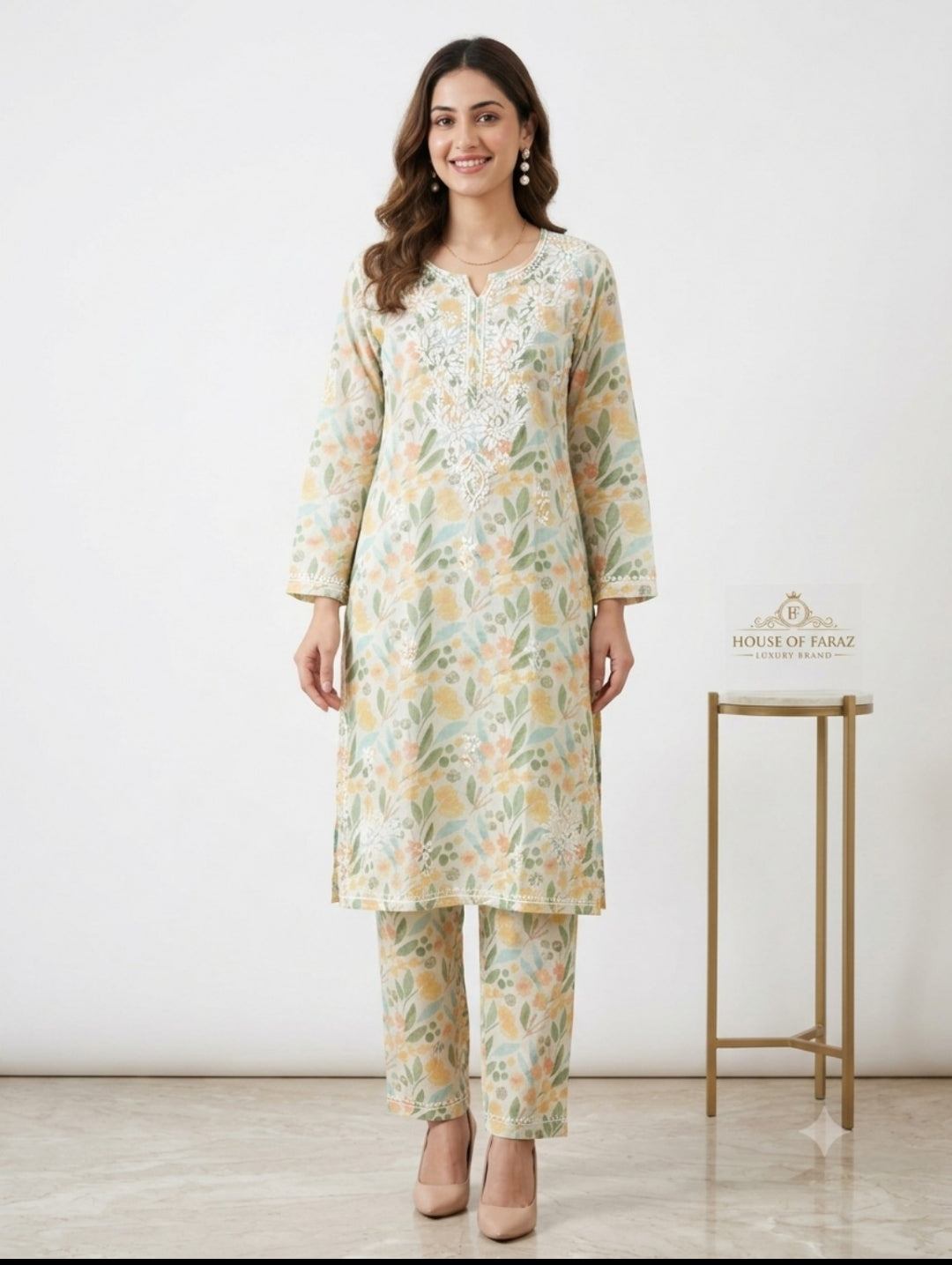 Meadow Bloom – Printed Chikankari Co-Ord Set