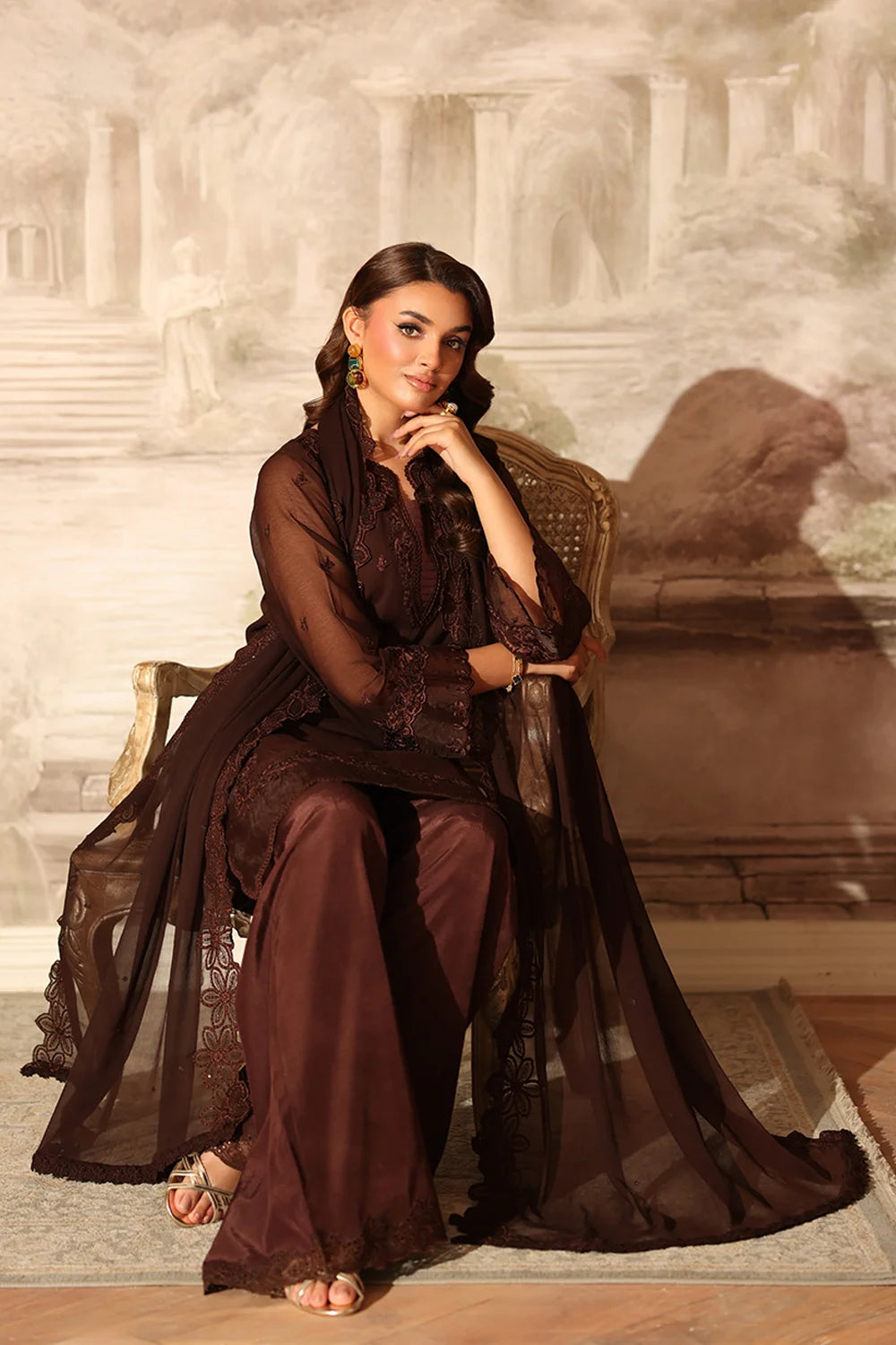 Azure Cocoa Drape Ensembles unstitched Festive 25'